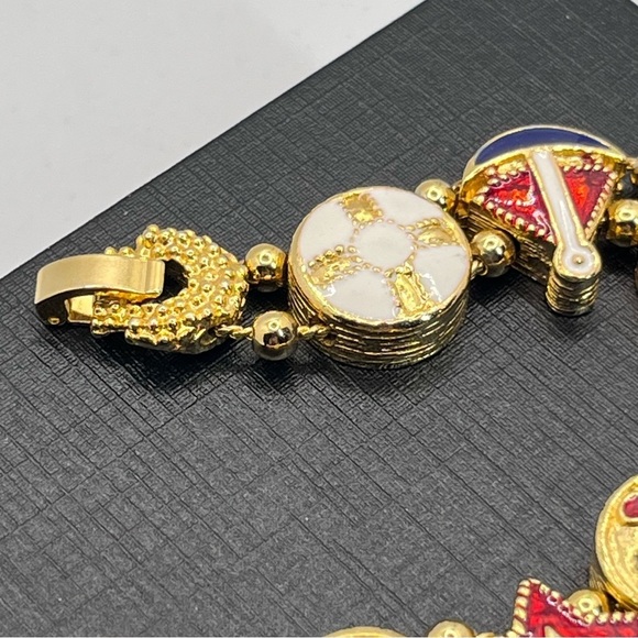 S.P. VTG Enamel Golden Nautical Slide Bracelet 7.25" - Picture 5 of 8